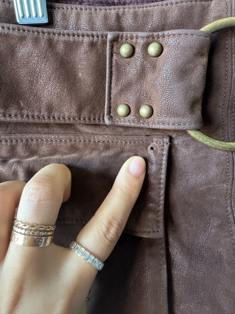 Free People micro mini Brown Suede cargo skort Skirt size 4 low rise Y2K boho - Picture 6 of 13